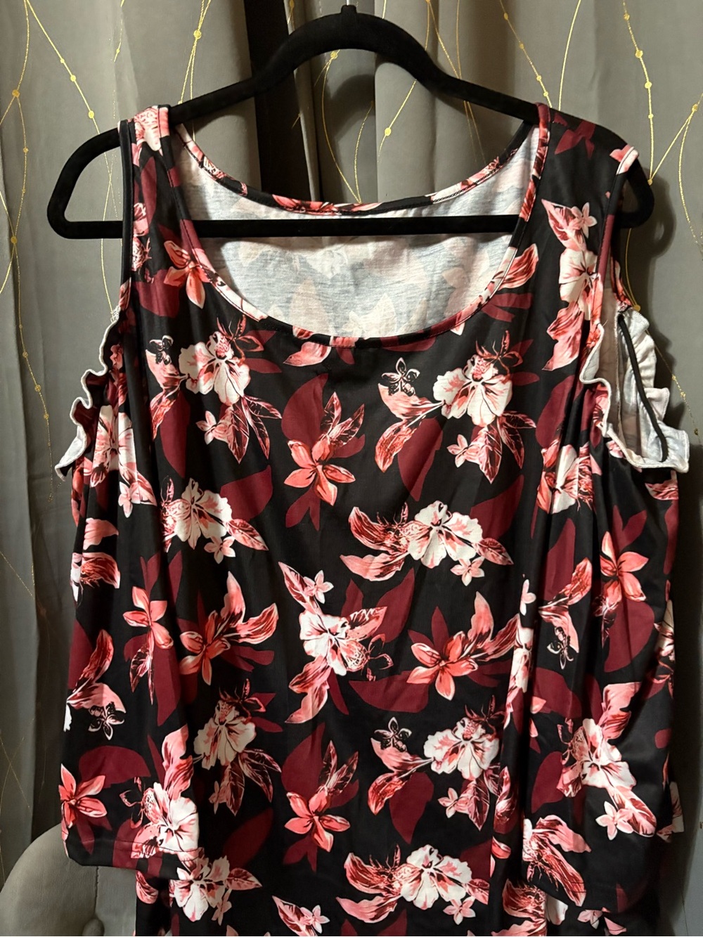 Floral Tank Top in Black & Red